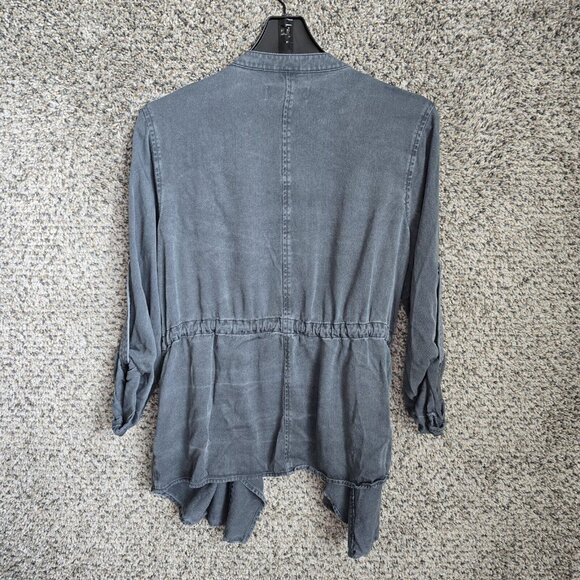 Knox Rose Jacket Womens Small Gray Open Front Button Tab Sleeve Casual - Picture 6 of 7